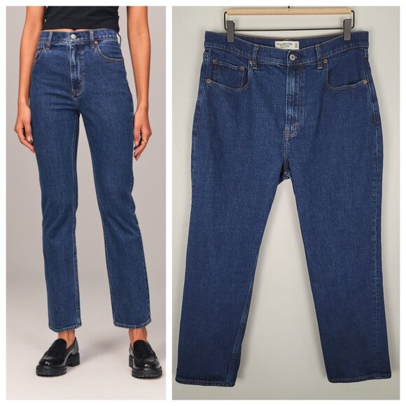 Abercrombie & Fitch The Ankle Straight Ultra High Rise Jeans Blue Size 32 - Picture 1 of 13